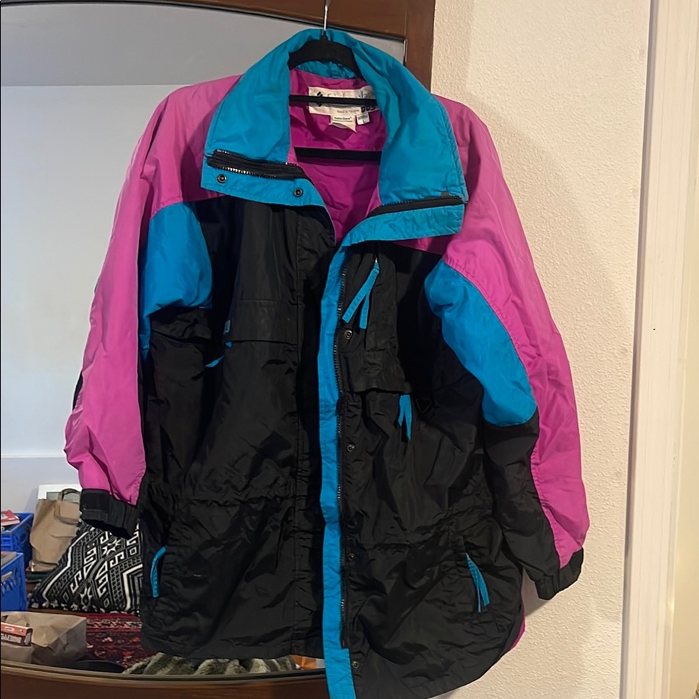 Vintage Colorblock Jacket - Pink, Blue, Black